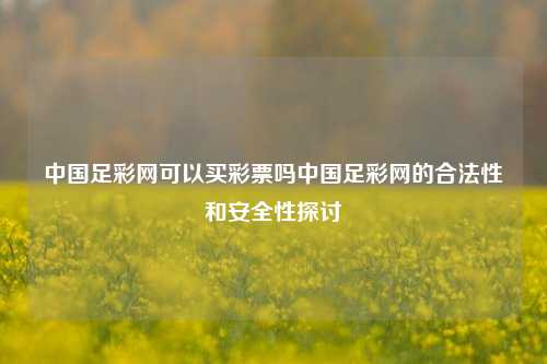 中国足彩网可以买彩票吗中国足彩网的合法性和安全性探讨