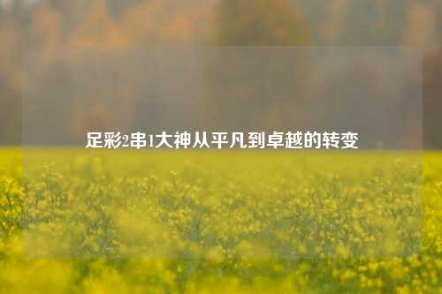 足彩2串1大神从平凡到卓越的转变