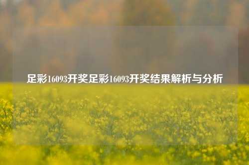 足彩16093开奖足彩16093开奖结果解析与分析