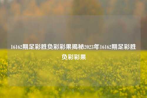 16162期足彩胜负彩彩果揭秘2023年16162期足彩胜负彩彩果