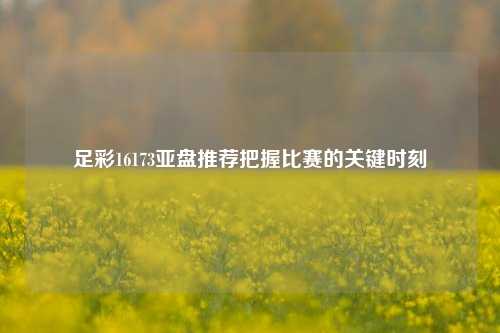 足彩16173亚盘推荐把握比赛的关键时刻