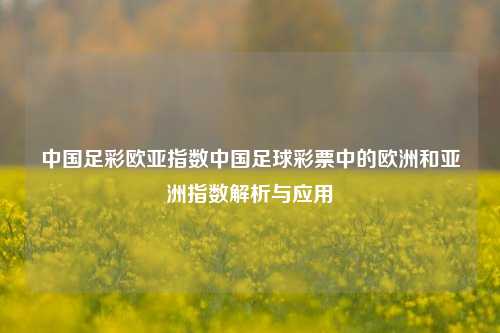 中国足彩欧亚指数中国足球彩票中的欧洲和亚洲指数解析与应用