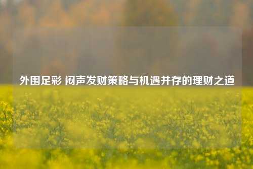 外围足彩 闷声发财策略与机遇并存的理财之道