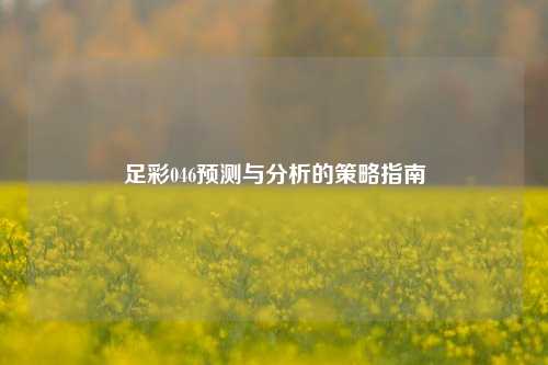 足彩046预测与分析的策略指南