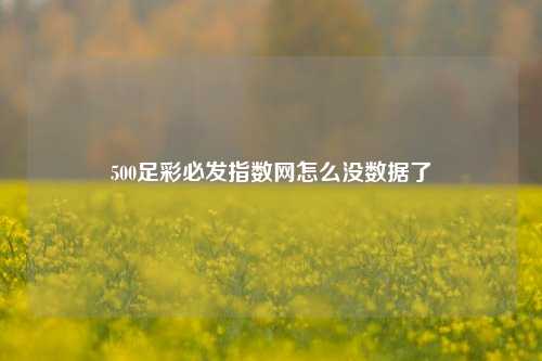 500足彩必发指数网怎么没数据了
