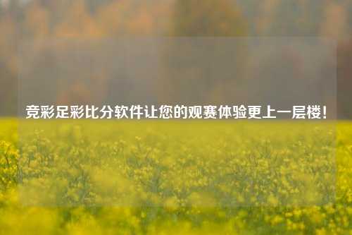 竞彩足彩比分软件让您的观赛体验更上一层楼！