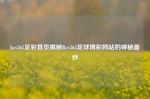bet365足彩首页揭秘Bet365足球博彩网站的神秘面纱