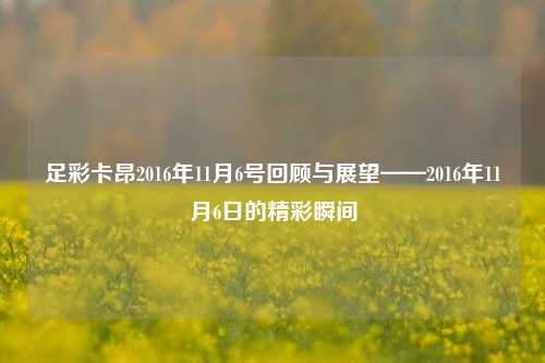足彩卡昂2016年11月6号回顾与展望——2016年11月6日的精彩瞬间
