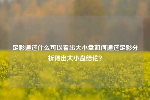 足彩通过什么可以看出大小盘如何通过足彩分析得出大小盘结论？