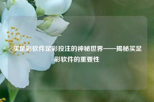 买足彩软件足彩投注的神秘世界——揭秘买足彩软件的重要性