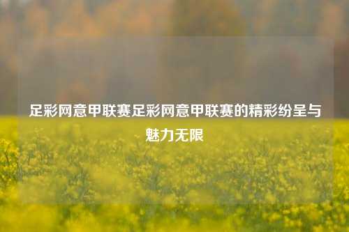 足彩网意甲联赛足彩网意甲联赛的精彩纷呈与魅力无限
