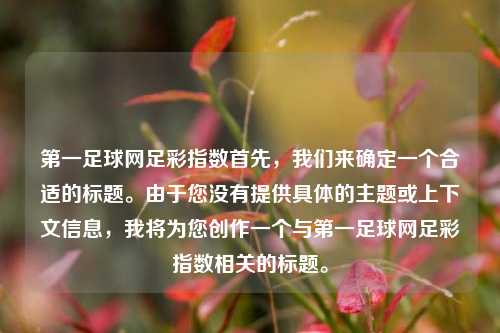 第一足球网足彩指数首先，我们来确定一个合适的标题。由于您没有提供具体的主题或上下文信息，我将为您创作一个与第一足球网足彩指数相关的标题。