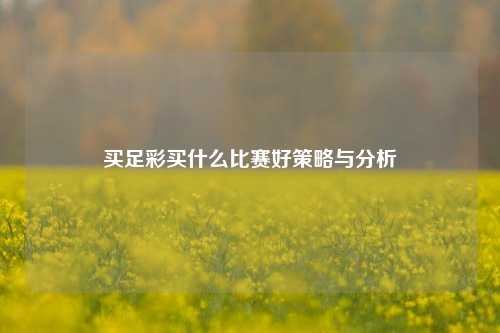 买足彩买什么比赛好策略与分析