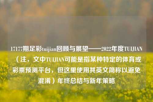 17177期足彩tuijian回顾与展望——2022年度TUIJIAN（注，文中TUIJIAN可能是指某种特定的体育或彩票预测平台，但这里使用其英文简称以避免混淆）年终总结与新年策略