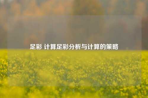 足彩 计算足彩分析与计算的策略