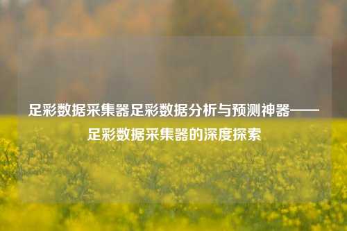 足彩数据采集器足彩数据分析与预测神器——足彩数据采集器的深度探索