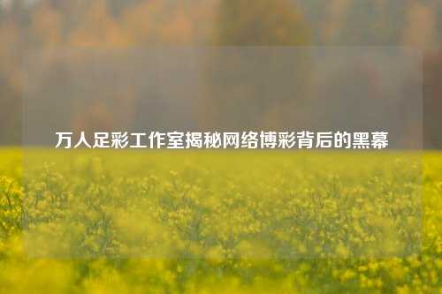 万人足彩工作室揭秘网络博彩背后的黑幕