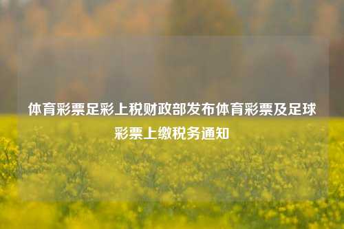体育彩票足彩上税财政部发布体育彩票及足球彩票上缴税务通知