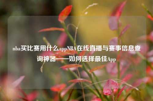 nba买比赛用什么appNBA在线直播与赛事信息查询神器——如何选择最佳App