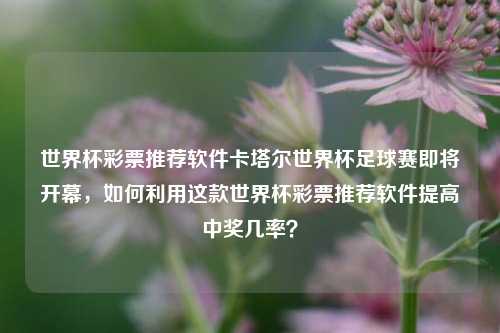 世界杯彩票推荐软件卡塔尔世界杯足球赛即将开幕，如何利用这款世界杯彩票推荐软件提高中奖几率？
