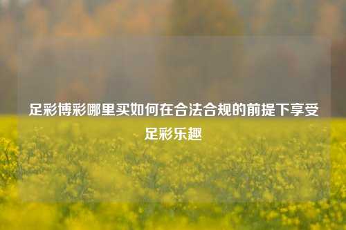 足彩博彩哪里买如何在合法合规的前提下享受足彩乐趣